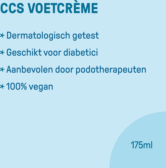 CCS Voetcrème 175 ml - Voetencreme voor droge tot zeer droge voeten, Eeltcreme als Voetverzorging en als alternatief voor Eelt Verwijderaar, Voetencreme met Ureum en verfrissende eucalyptusolie, tegen droogheid en stinkvoeten, Klinisch Bewezen