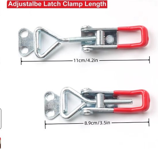 4 Stuks Verstelbare Knevel Klemmen - Gegalvaniseerd Ijzer / Roestvrij Staal - Quick Release & Anti-Slip Sluiting - Push Pull Knevel Klemmen van Merkloos — afbeelding 3