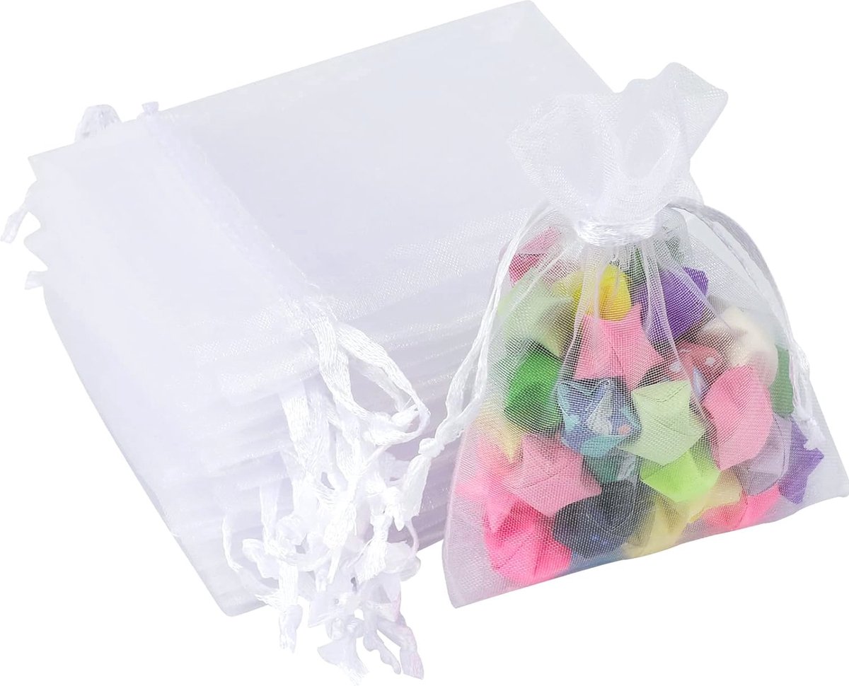 Kleine organzazakjes 7 x 9 cm - 50 stuks - Geschikt voor bruiloften, snoep en sieraden