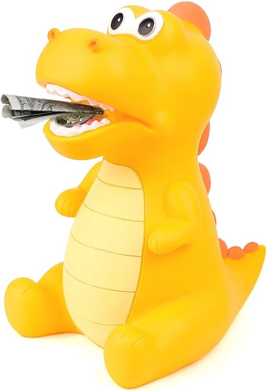 DBPBToU Spaarpot voor kinderen, van hout, Dino, spaarvarken, doorzichtig, voor kinderen, gepersonaliseerde spaarpot (Tyrannosaurus Rex en stickers