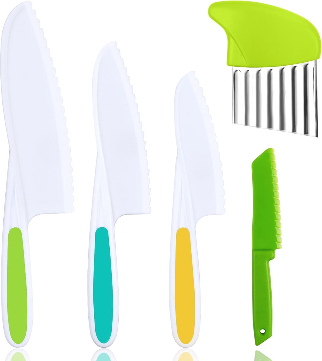 Goedkoopste 5-delige Kinder Keukenmessen Set voor Veilig Koken - Herbruikbare Kindermessen voor Groenten, Fruit en Aardappelen