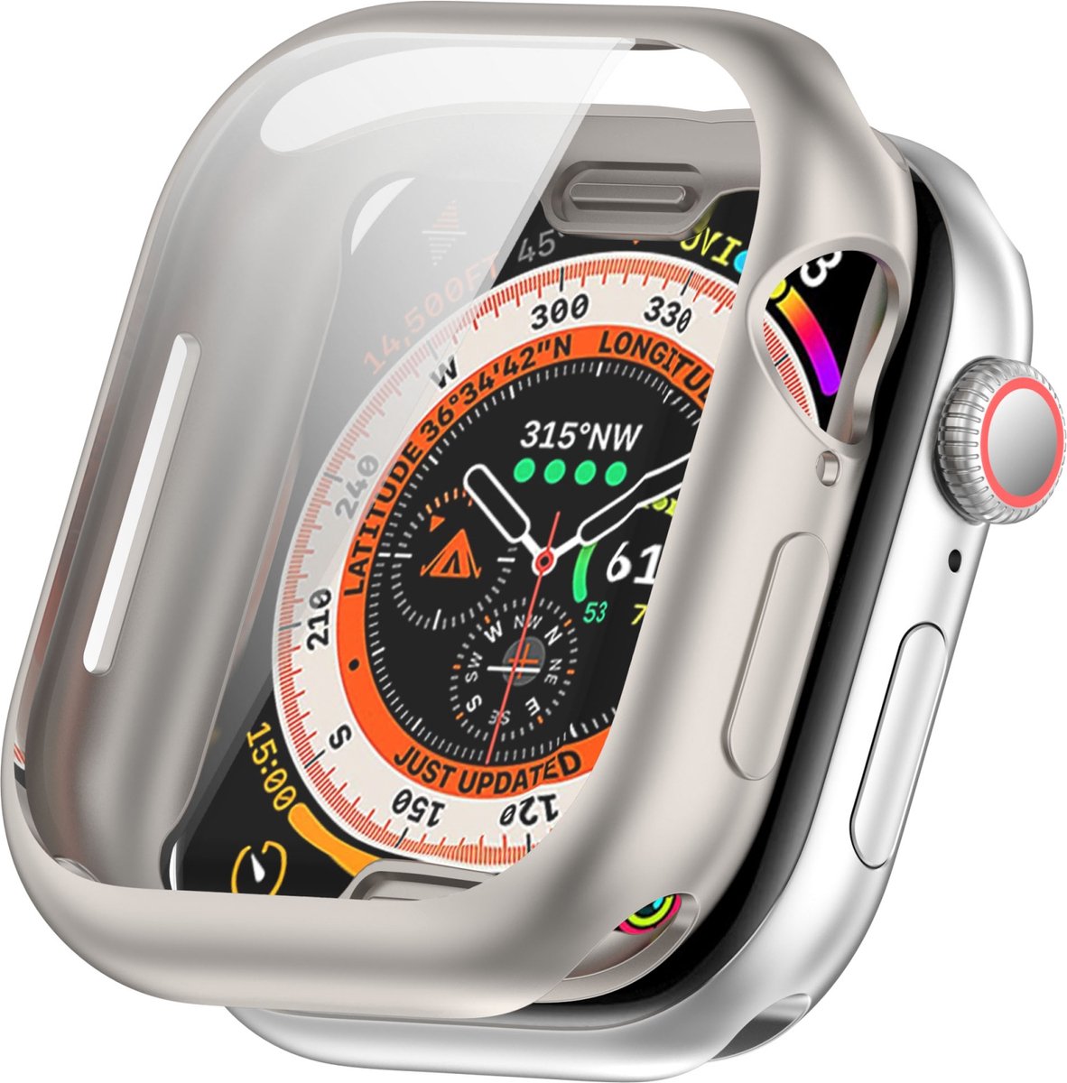 By Qubix - Apple Watch TPU case - Sterrenlicht / starlight - Geschikt voor Apple Watch 42mm - Series 10 hoesje - screenprotector - Bescherming iWatch - Bescherm hoesje