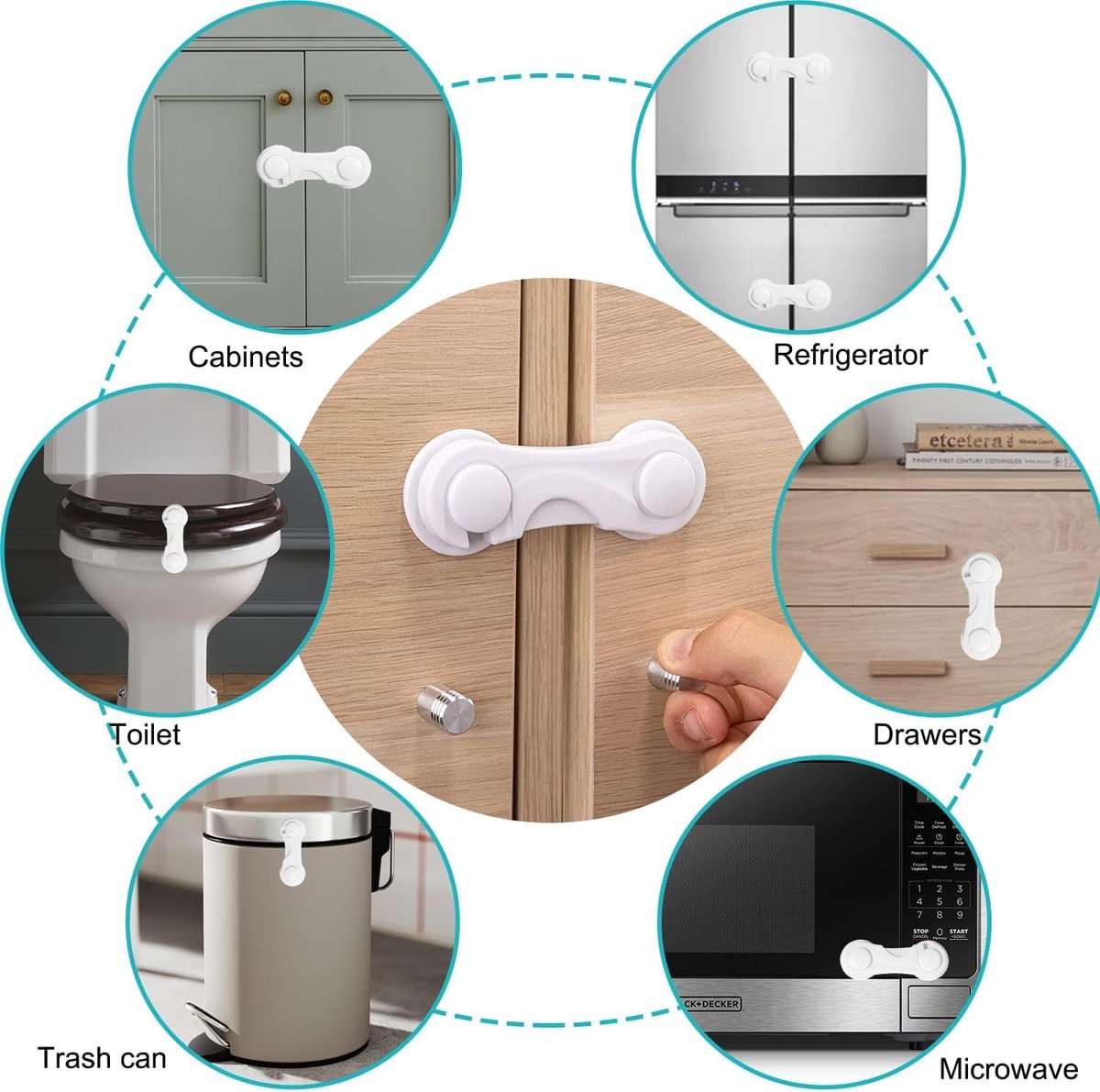 10 Stuks - Kinderslot - Kinderslot Lade - Koelkast Slot - Kinderslot Kastjes - Kinderveiligheid Kastdeuren - Kinder Beveiliging - Zonder boren - Veiligheidsslot - Deurbeveiliging - Baby Slot - Kinder Slotjes - Lade Slot - Wit - Kast & Ladebeveiliging – foto 4