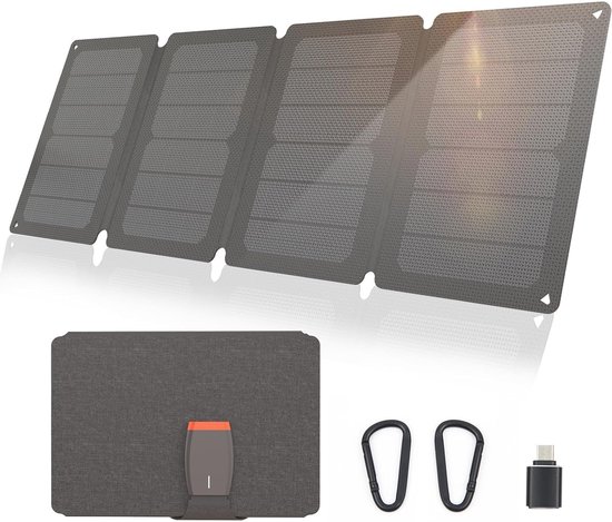 BougeRV 50 W ETFT opvouwbaar zonnepaneel, glasvezel 270 graden, 0,8 kg, zonnepaneel met DC/USB C/USB A uitgangen, draagbaar zonnepaneel met