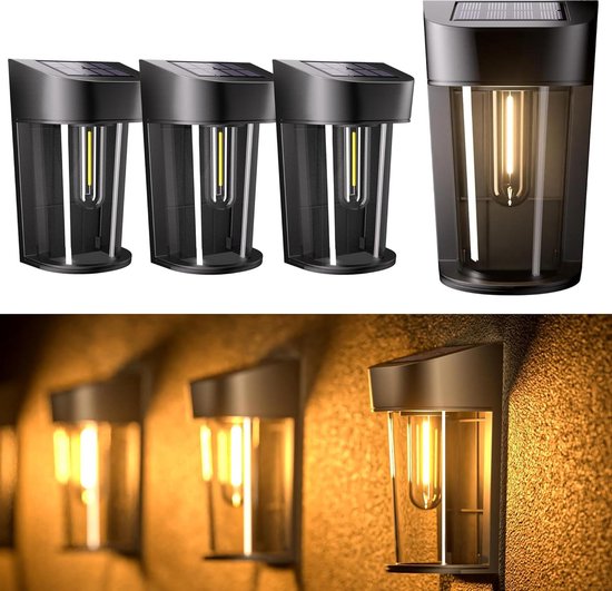 T-SUN 4 stuks led-tuinverlichting op zonne-energie, 3000 K, warmwit, waterdicht, led, op zonne-energie, voor buiten, tuin, staande lamp, spot