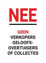 Geen deurverkoop sticker transparant - Geen verkopers aan de deur - Geen collectanten - Geen geloofsovertuigers - Deursticker Transparant - Geen colportage Transparant