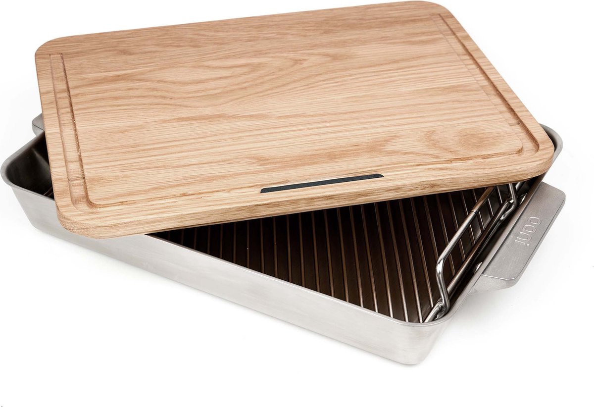 Ooni - Braadslede met Grilrooster en Eikenhouten Snijplank - Large