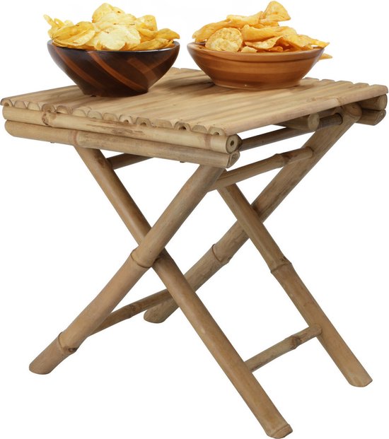 Excellent Houseware Table d'appoint/table pliante pour l'extérieur - bois de bambou - pliable - 39 x 39 x 45 cm