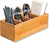 Bestekbak FSC® Bois de Bamboe - Porte- Couverts sur pied - Porte-plateau à couverts - Organisateur de plateau à couverts - Cassette à couverts - 35 x 14 x 12 Cm