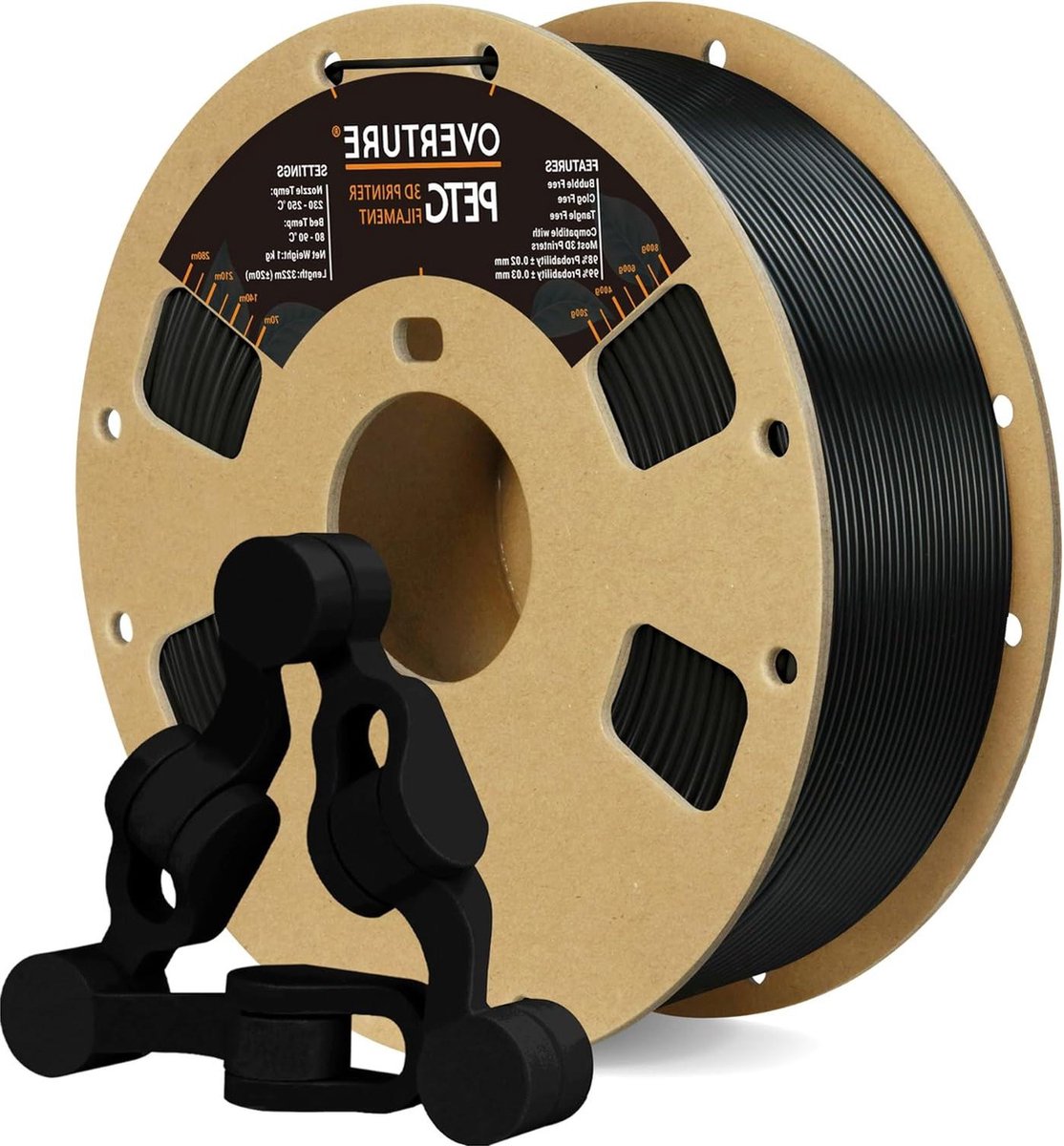 Image of 175 mm PETG-filament spoel van 1 kg - maatnauwkeurigheid +/- 0.05 mm - zwart