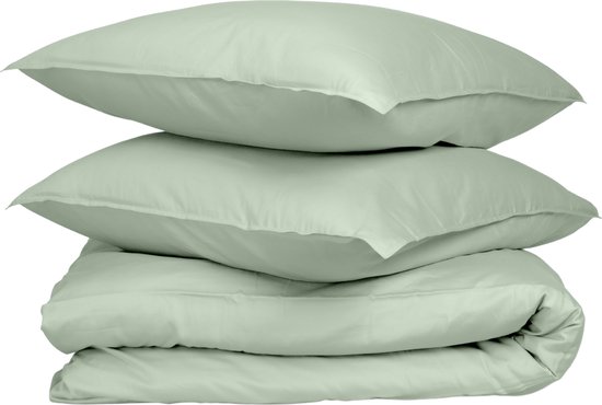 Wocha Dekbedovertrek Set - 100% Biologisch Katoen Satijn (300TC) - 260x200/220 - Groen - Premium kwaliteit en duurzaam - Incl. 2 kussenslopen