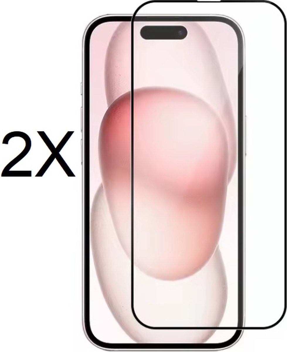 Screenprotector - geschikt voor iPhone 15/15 Pro/16 - FULL COVER - Tempered glass screen protector geschikt voor iPhone 15/15 Pro/ 16 - glasplaatje - 2 stuks