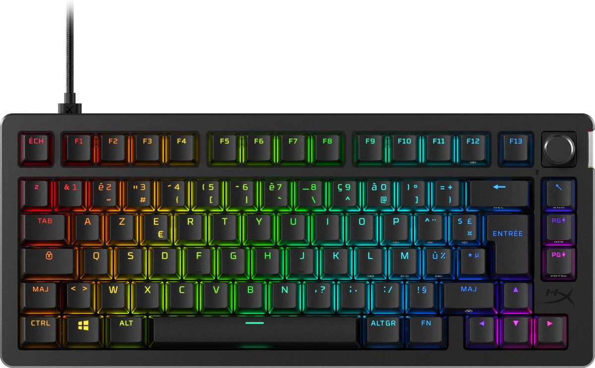 HyperX Alloy Rise 75 - Gaming Toetsenbord - RGB - Mechanische Toetsen - Zwart - FR AZERTY
