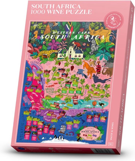 Puzzel Zuid-Afrika wijn - wijnkaart Zuid-Afrikaanse wijngebieden - legpuzzel 1000 stukjes - wijnliefhebber