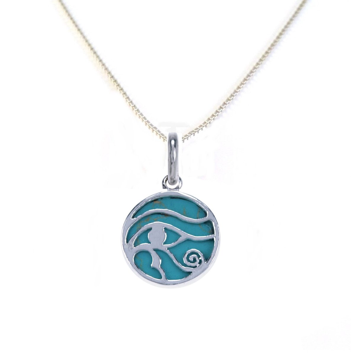 Hetty'S - Het oog van Horus - hanger 925 zilver - met turkoois - zilver collier van 45 cm