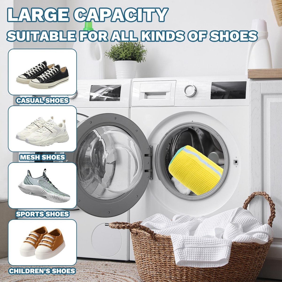 Waszak - Wasnet Voor Schoenen - Herbruikbaar - Waszak Voor Schoenen - Schoenen Waszak - 39 x 19 Cm - Netje Anti-Vervorming - Delicaat Wasgoed - Schoen Wassen - Schoenenwaszak - Wasgoed - Wasmachine - Schoenen / Sneakers - Met Rits En Hangende Ring — afbeelding 7