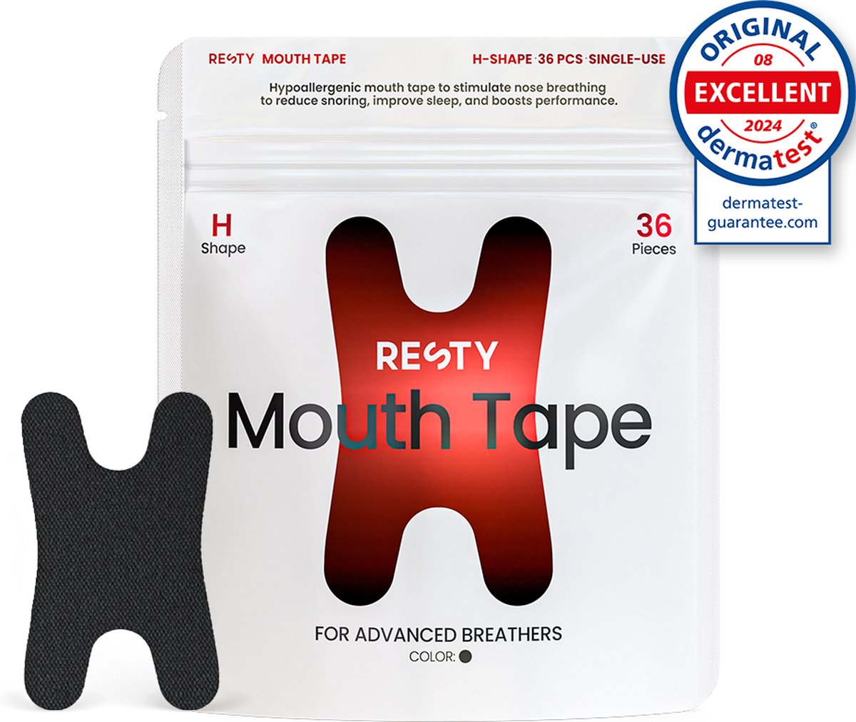 Resty® Advanced H-Shape Mondtape - Slaaptape Sterk - Extra Stevig - Anti Snurk - Mouth Tape - Voor Slaap & Sport - 36 Stuks