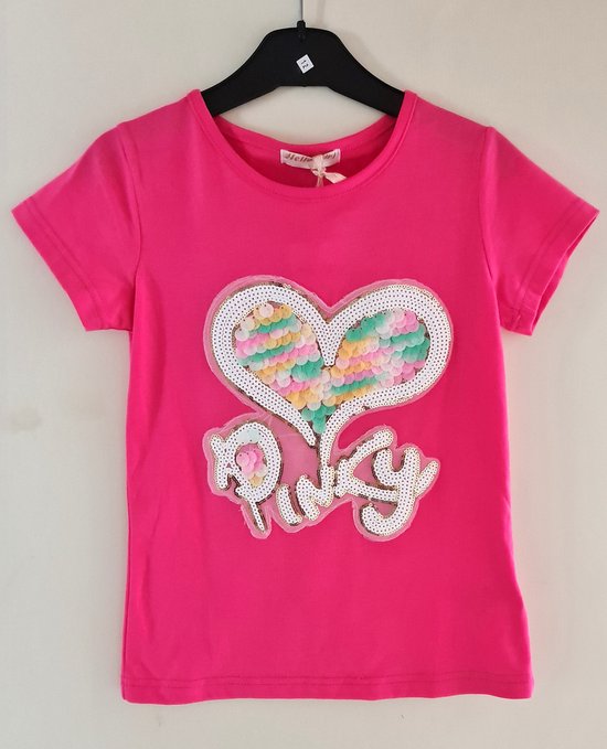 T-shirt Filles pinky Paillettes Rose Taille 158