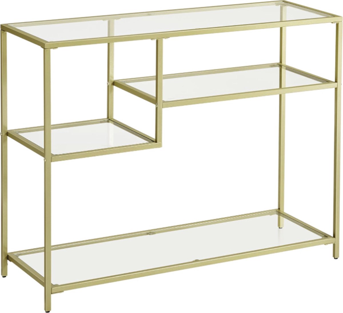 MIRA Home - Bijzettafel - Salontafel - Goudkleurig - Metaal - Glas - 35x100x80
