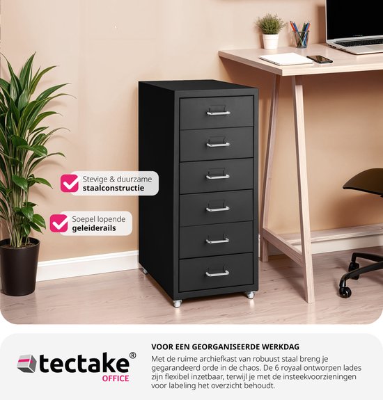 Tectake® - Rolcontainer Van Metaal 41x28x69cm - Lichtgrijs