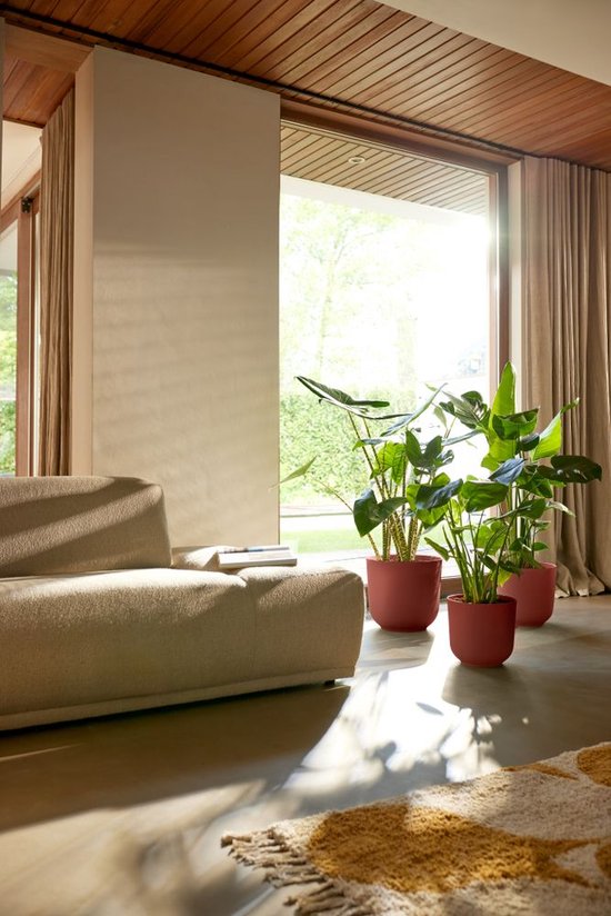 Elho Jazz Round Ø 30cm - Pot de Fleurs d'Intérieur - Plastique 100% recyclé - Structure Unique - Ø 29.5 x H 27.5 cm - Rouge toscane