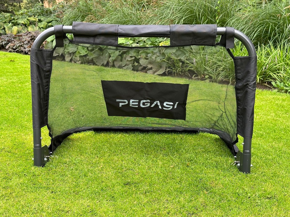 Pegasi Voetbaldoel 90x60 cm - Voetbaldoel voor thuis - Voetbaldoel kinderen - Voetbal doel makkelijk op te bergen - Training doel - Zwart