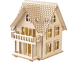Bouwpakket Villa Huis Huisje B met verlichting- hout