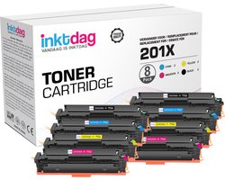 Inktdag huismerk tonercartridges voor HP 201X Zwart / HP CF400X, HP 201X Cyaan / HP CF401X, HP 201X Geel / HP CF402X, HP 201X Magenta / HP CF403X, 8…