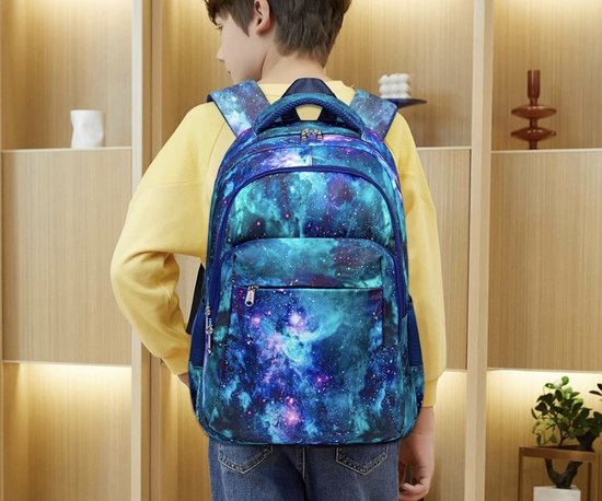 Sac à dos scolaire bleu galaxie pour garçons/filles cartable