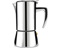 House of Husk Moka Pot Percolator Zwart - 4 Kops – Espresso Koffiemaker – RVS - Espressomaker - Zilver - 300ml