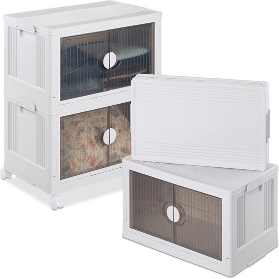 Relaxdays Opbergbox Opbergdoos Opbergbak Met Deksel Stapelbaar 50 L Plastic Pak Van 4 791148643
