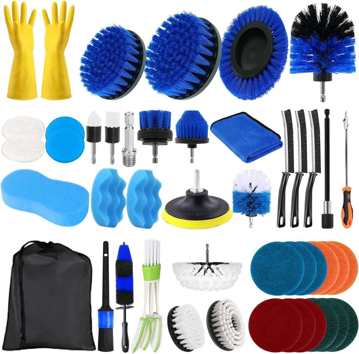 Goedkoopste 45-Delige Boorborstelset - Borstelopzetstuk Power Scrubber voor Auto Tegels Bank Vloer Badkamer - Reinigen Tapijt Gootsteenopening Auto - Schrobber voor Keuken Grill