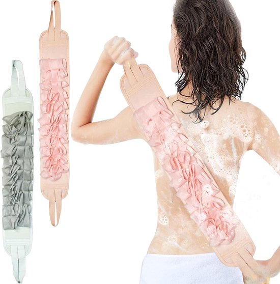 Dubbelzijdige Body Scrubber met Lange Steel - Exfoliërende Doucheborstel voor Dubbelzijdige Body Scrubber met Lange Steel - Exfoliërende Doucheborstel voor