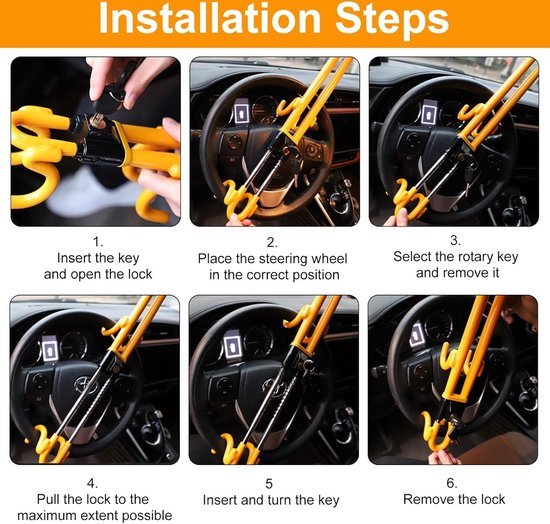 Antivol de guidon de voiture avec couvercle de protection en silicone - Protection antivol des griffes de direction antivol de volant de voiture avec marque de qualité