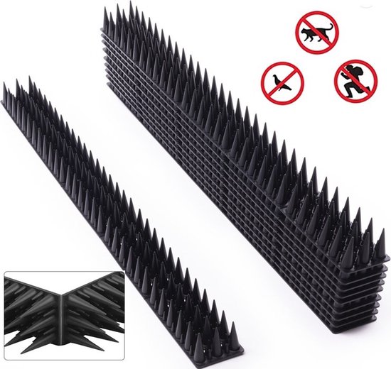 Foto: V f premium anti klim strip 5 meter zwart flexibel extra spikes 10 pack tie wraps plakstickers duivenpinnen vogelpinnen anti katten in tuin kattenverjager kattenschrik duivenverjager vogelverjager vogelwering balkon