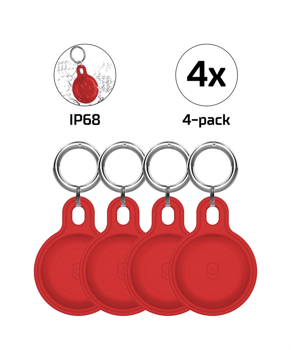 Waterdichte AirTag Sleutelhouder – AirTag Sleutelhanger – AirTag Hoesje – AirTag Houder – AirTag Hanger – IP68 – Rood