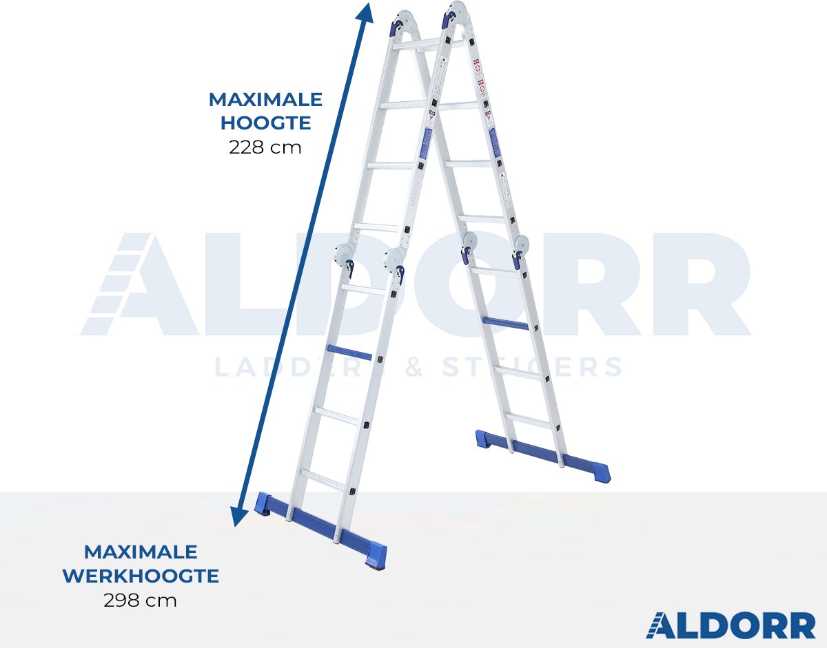 ALDORR Home - Vouwladder Aluminium 4 x 4 treden zonder Platform - 4,60 meter – foto 2