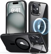 ESR Hoesje Geschikt voor Apple iPhone 16 - Classic Hybrid HaloLock - Compatibel met MagSafe en ESR HaloLock - Back Cover met Standaard - Camera Kickstand - Transparant Zwart