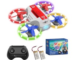 Huntex Mini-Drone Rood met Verlichting voor Kinderen – RC Voertuigen – Spraakbesturing Verlicht – 3D-flip – Kinder Drone – Kinderspeelgoed – Verjaardagscadeau – Inclusief 2 Accu’s en Batterijen