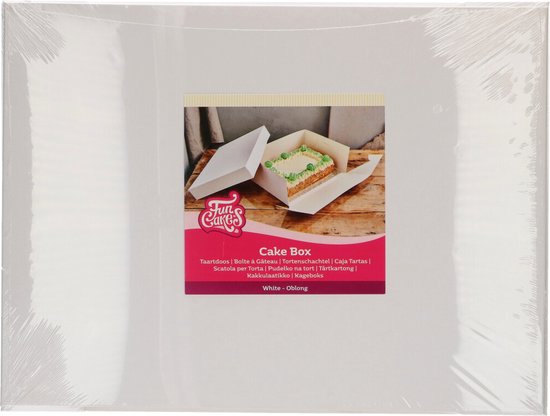 Foto: Funcakes taartdoos met zwanenhals en losse deksel rechthoekig wit 40x30x15 cm 1 stuk