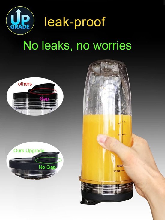 Geschikt voor 32oz Blenderbeker met Sip & Seal-deksel - Geschikt voor ,BL450,BL454,BL455,BL456,BL480,BL481,BL482,BL490,BL640,BL642,BL682,SS101,SS401,SS351/,voor Nutri Ninja Auto IQ-serie blenders, 2-pack van Geschikt voor — afbeelding 5