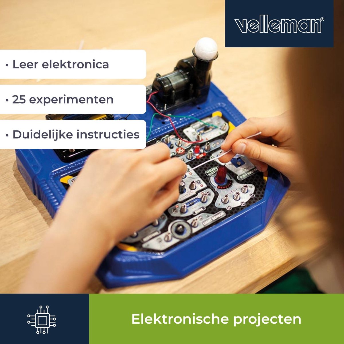 Kit de projet électronique Velleman pour enfants à partir de 8 ans, explorez les