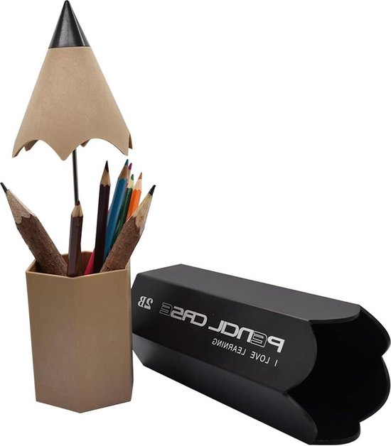 Hoshen Creatieve Cement Pen Houder, Geometrische Vorm Potlood En Borstel Houder, Desktop Illustratie Fles Decoratie, Cement Zwart