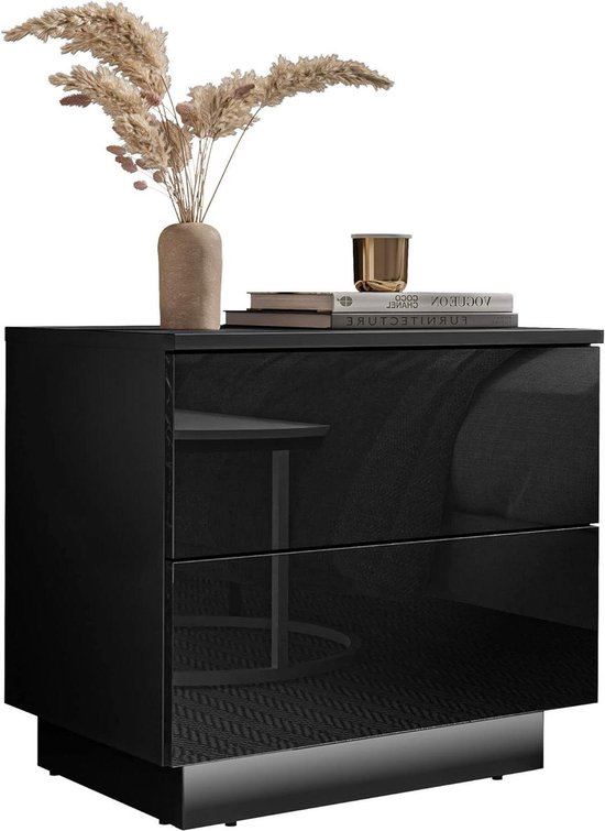 CASARIA® Set 2 Houten Nachtkastjes 41x39x28cm Lade & Opbergvak Nachttafeltje Ladekastje Bijzettafeltje Antraciet