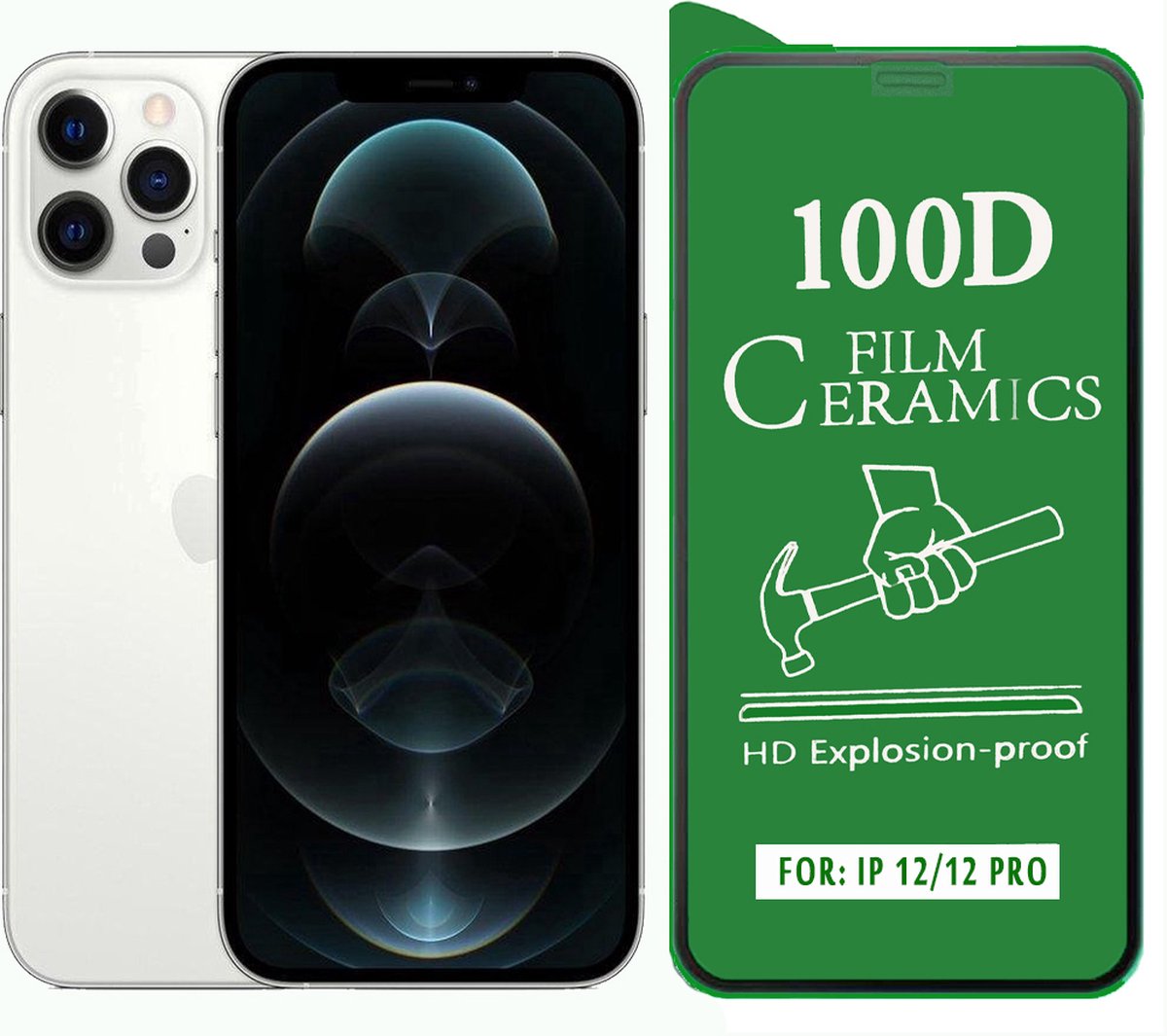 IPhone 12 Pro beschermfolie Anti-Shock 100D HD Explosion-proof Ceramics Screenprotector Folie Protector Film -2 STUKS