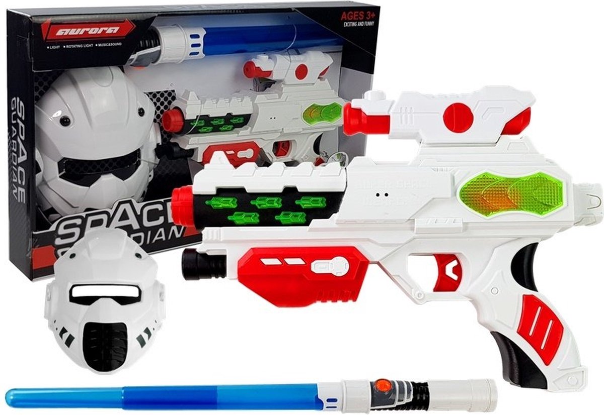 Playos Ruimte Bewaker met Laserpistool Lightsaber en Masker met Licht en Geluid Rollenspel Speelgoed Ruimtepistool Jongens en Meisjes