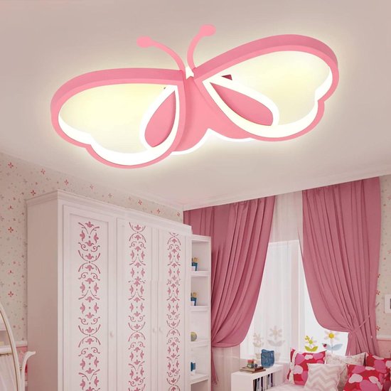 Foto: Vlinder plafondlamp dimbaar acryl kinderkamer meisjeskamer slaapkamer cartoon plafondlamp roze 42cm