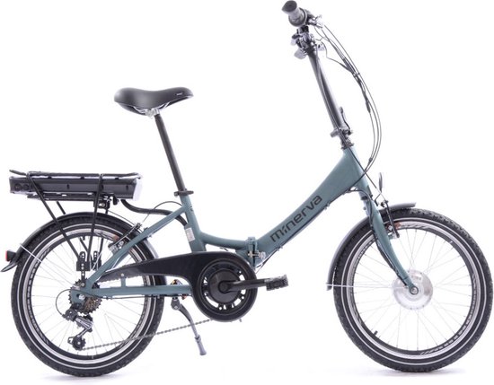 Minerva E-Foldo Elektrische Vouwfiets 20 Inch - Plooifiets met 7 Versnellingen - V-Brakes - Matgroen