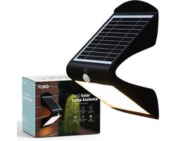 FlinQ Atalanta - Solar Wandlamp Buiten - Buitenlamp op Zonne Energie met Bewegingssensor - LED Tuinverlichting met Dag en Nacht Sensor - Zwart