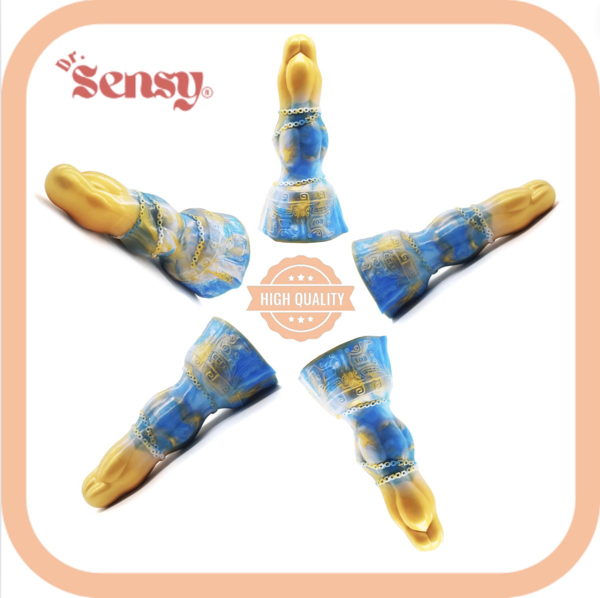Goedkoopste Dr. Sensy Special Edition Dildo Gluttony II - Geel/Blauw/Wit - Dildo met Zuignap - Seksspeeltjes - 21,5cm x 5,9cm - Dildo Mannen Anaal - Dildo Vaginaal